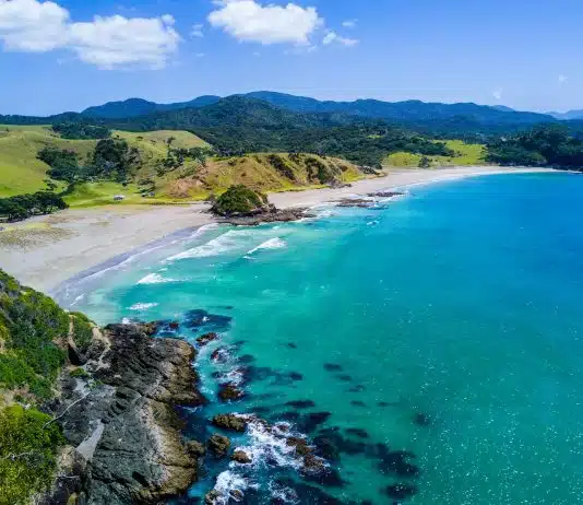Voyage en Nouvelle-Zélande : une aventure au bout du monde aerial view of beach with mountains