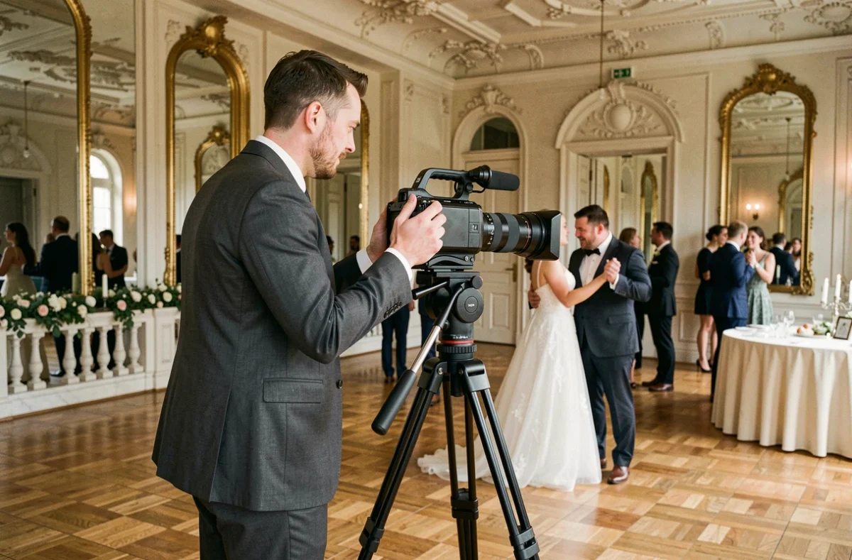 Castanier vidéaste mariage Pays de la Loire filmant une valse dans un château