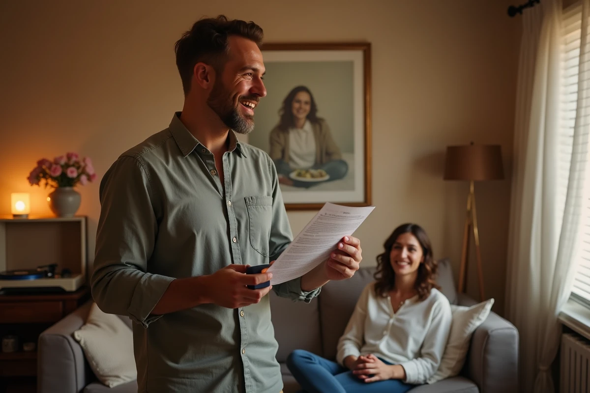 Homme intégrant les paroles d'une chanson commune dans son discours musical pour les noces de rose du couple