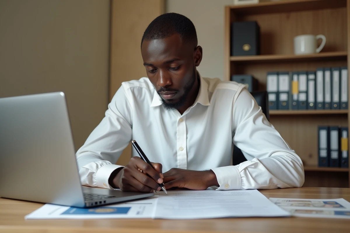 Homme remplissant un formulaire de visa de conjoint étranger pour la France