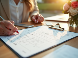 Créer un programme de mariage : 6 étapes pour une organisation parfaite Organisateur de mariage planifiant un emploi du temps élégant