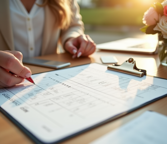 Créer un programme de mariage : 6 étapes pour une organisation parfaite Organisateur de mariage planifiant un emploi du temps élégant