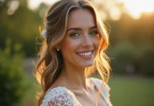 Rêves capillaires : coiffure de mariée cheveux mi-longs lâchés pour une cérémonie enchanteresse