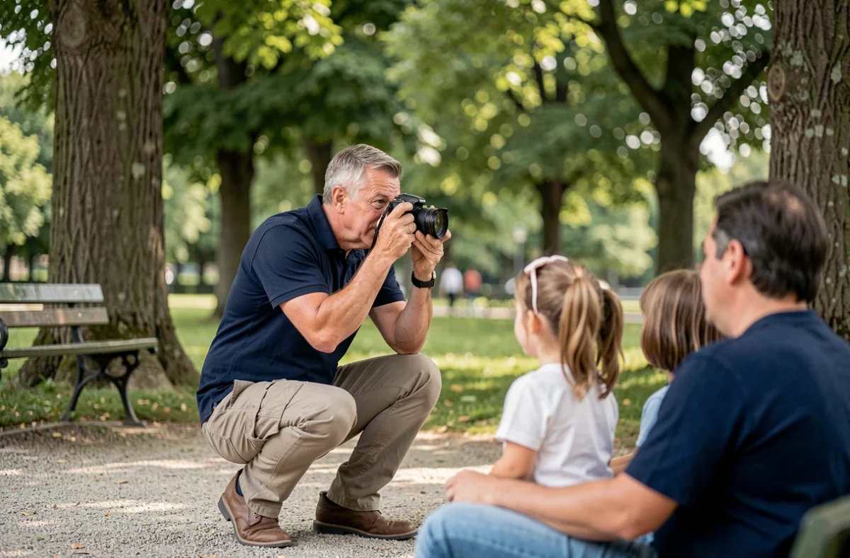Photographe de famille en action dans un parc verdoyant à Montfermeil