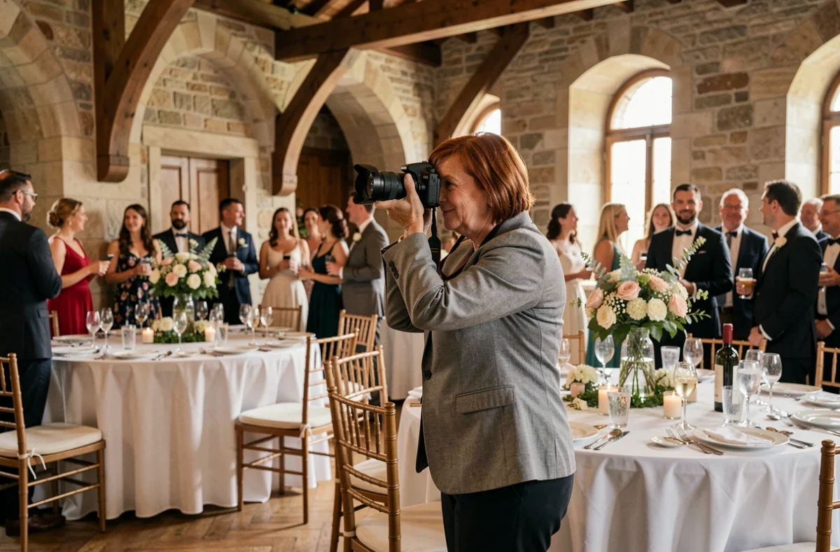 Photographe de mariage en action lors d'une réception élégante à Dunkerque