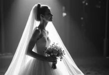 mariée en noir blanc