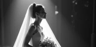 mariée en noir blanc