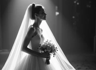 mariée en noir blanc