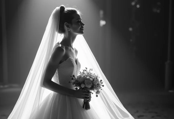 mariée en noir blanc