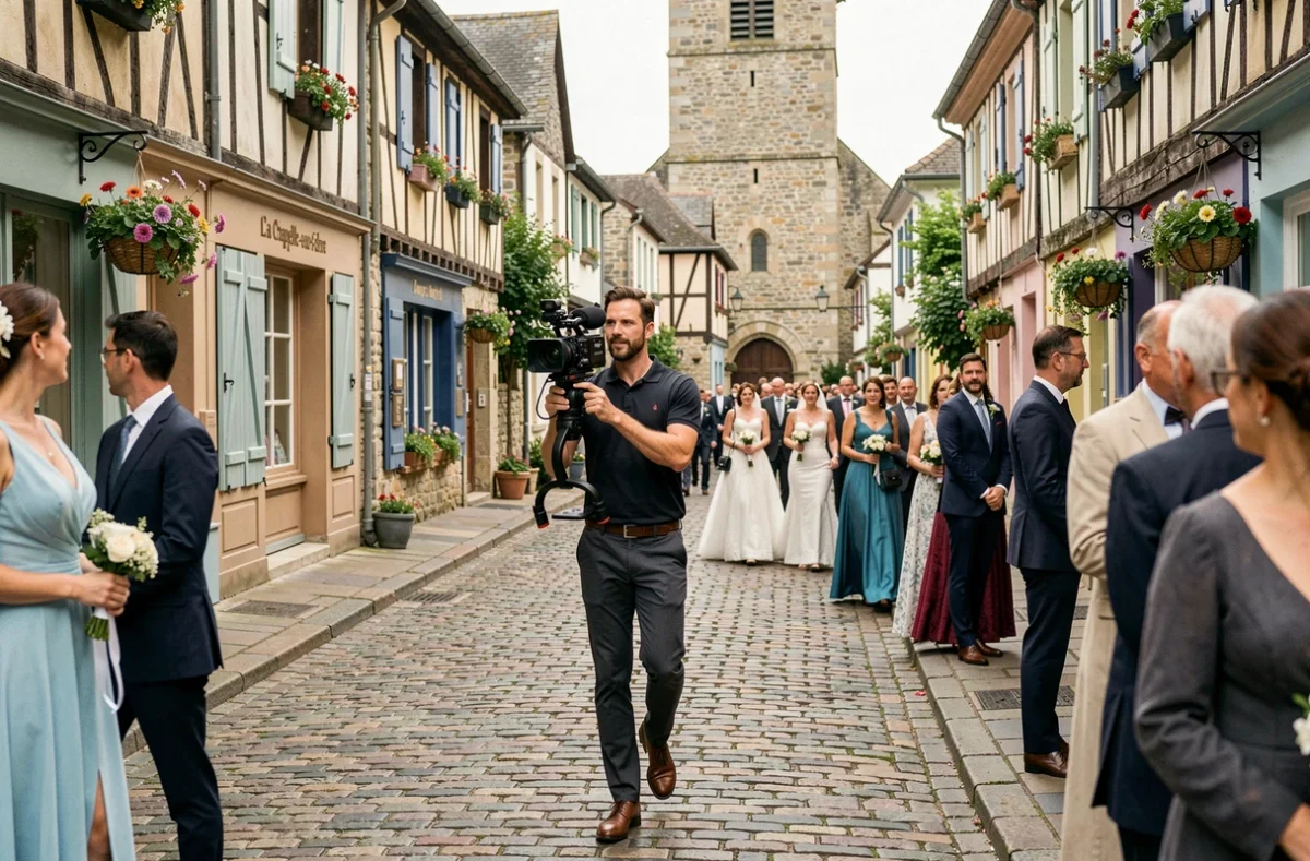 Wereal Production vidéaste mariage filmant un cortège nuptial dans les rues de La Chapelle-sur-Erdre